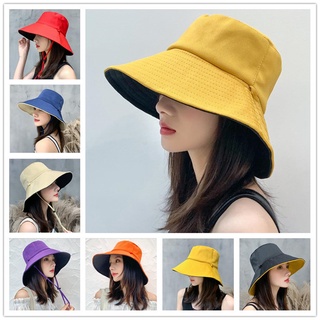 ภาพหน้าปกสินค้าหมวกบัคเก็ต ใบใหญ่ 2สีใน1ใบ ใส่ได้สองด้าน  (มีสายคล้องคาง) big bucket hat 2in1 ที่เกี่ยวข้อง