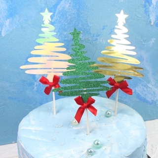 Merry Christmas Cake Toppers Xmas Tree Cake Decor Happy New Year Cupcake Toppers