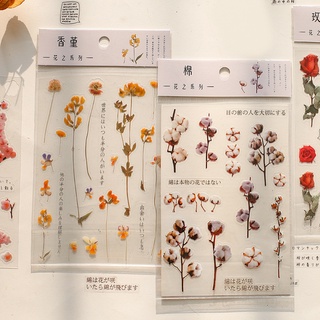 ภาพหน้าปกสินค้าสติกเกอร์ PET ลายดอกไม้ 6 แบบ สไตล์วินเทจ สําหรับตกแต่งสมุดบัญชีมือ DIY ที่เกี่ยวข้อง
