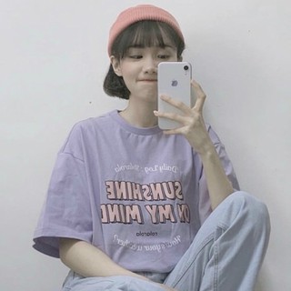 เสื้อยืดสีขาวผู้หญิงลายตัวหนังสือเสื้อยืดแขนสั้นสไตล์เกาหลี