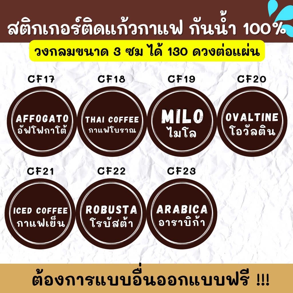 สติกเกอร์กันน้ำ-100-สติ๊กเกอร์ติดแก้วกาแฟ-สไตล์-มินิมอล-minimal-แยกประเภทเครื่องดื่ม-ชา-กาแฟ-cf001