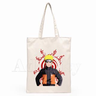 กระเป๋าสะพายไหล่ กระเป๋าช้อปปิ้ง ผ้าแคนวาส พิมพ์ลายการ์ตูนนารูโตะ Uzumaki Itachi Akatsuki แบบพับได้ สําหรับผู้ชาย และผู้หญิง