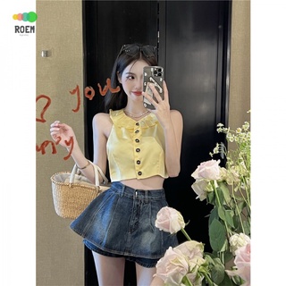 NINI [summer new] high waist Korean style A- line denim skirt womens elegant retro chic new skirt summer student 2022 niche