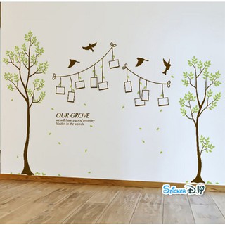 BigSize transparent wall sticker สติ๊กเกอร์ติดผนัง ต้นไม้กรอบรูป "OUR GROVE" (กว้าง126cm.xสูง143cm.)