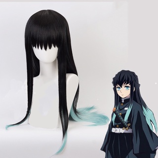 [Fantasy Dragon Store] Anime Demon Slayer Kimetsu no Yaiba Tokitou Muichirou Ponytails Wig Hair Cosplay Costume Cosplay