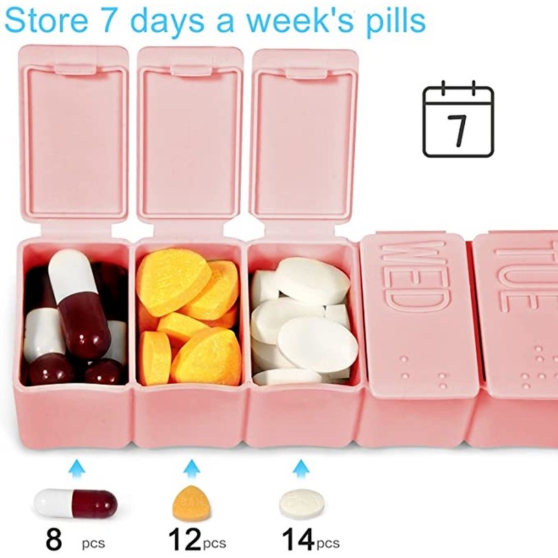 กล่องใส่ยา-แท็บเล็ต-วิตามิน-ขนาดเล็ก-7-วัน-ต่อสัปดาห์-พร้อมกล่องใส่ยา-แบบแบ่งช่อง