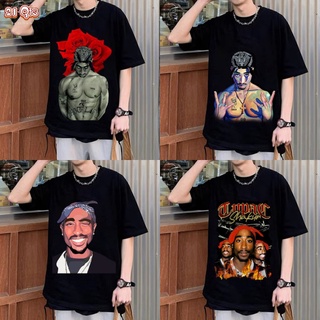 คอลูกเรือเสื้อยืดคอกลม21 สินค้าเดิม/เสื้อยืดโอเวอร์ไซส์/Rapper/2pac Tupac/Rose🌹/Oversize SML ดำ&amp;ขาว unisex🔥ผ้าฝ้ายแท้