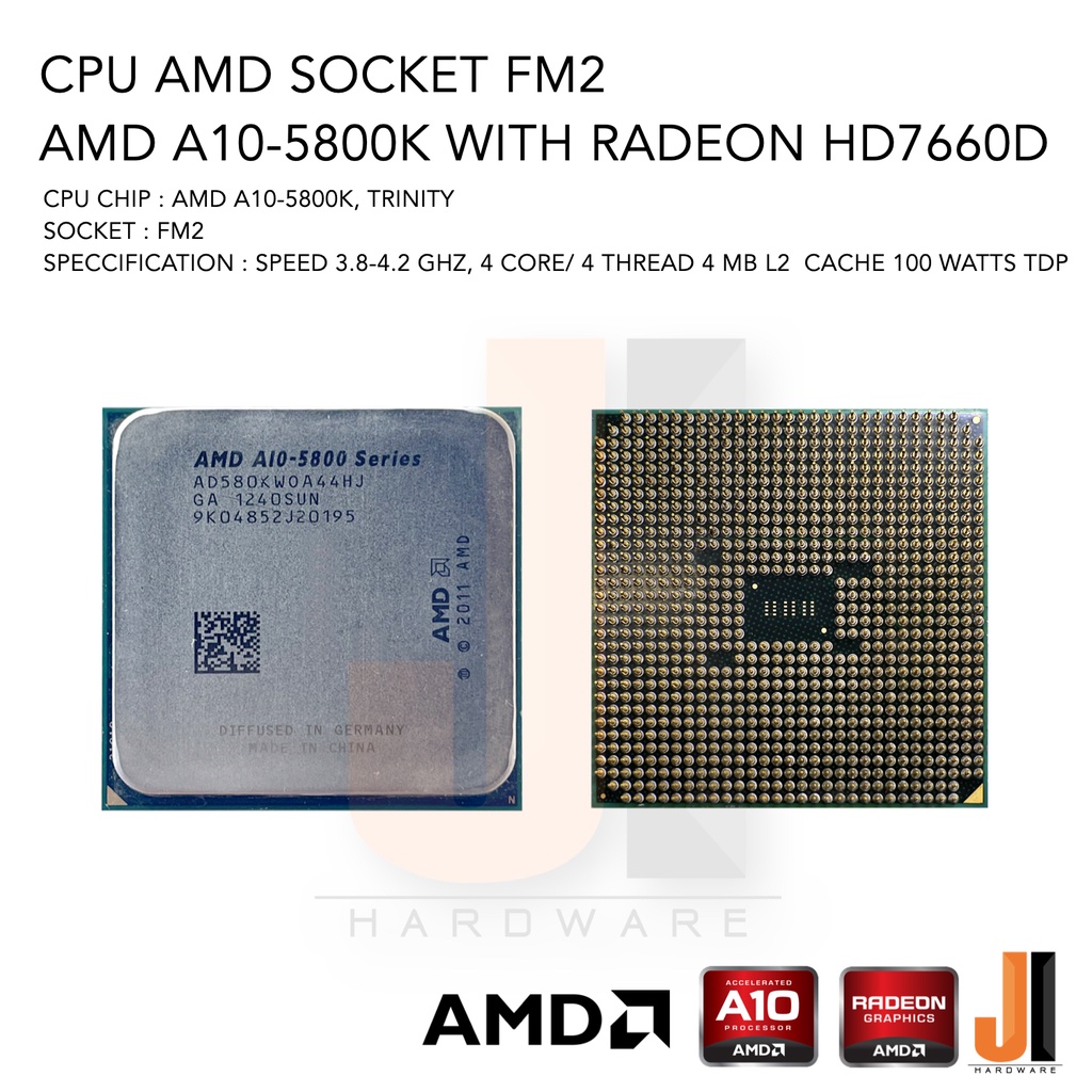 CPU AMD A10-5800K 4 Core/ 4 Thread 3.8-4.2 Ghz 4 MB L2 Cache