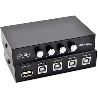 Printer Switch,4 Port USB 2.0 Manual Printer Scanner Sharing Switch Hub 4 PC to 1 Splitter Adapter,4 Pack USB A to B Pri