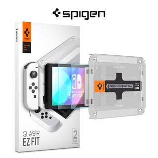 Spigen Nintendo Switch OLED กระจกนิรภัยกันรอยหน้าจอ EZ FIT GLAS.tR พร้อมเทคโนโลยีความแข็ง 9H (2 แพ็ก)