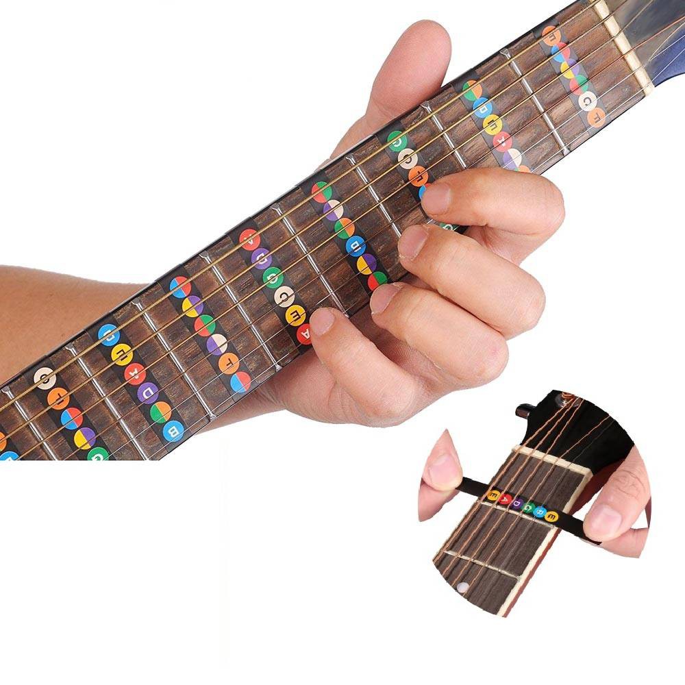รูปภาพสินค้าแรกของสติ๊กเกอร์ติดกีตาร์ สติกเกอร์แปะกีตาร์ เฟรต โน๊ต โน้ต คอร์ด สำหรับมือใหม่ผู้เริ่มต้นเรียน Guitar Fretboard Note Sticker