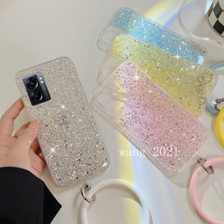 In Stock New Casing เคส OPPO A77 5G A57 A96 A76 4G 2022 Phone Case Glitter Starry Sky with Round Wristband Soft Case Back Cover เคสโทรศัพท