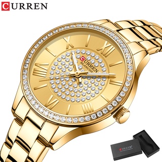 Curren นาฬิกาข้อมือควอตซ์แฟชั่น สายแสตนเลส กันน้ํา สําหรับสตรี 9084