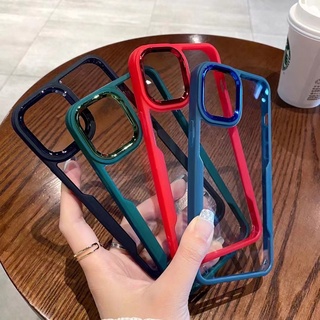 HHL เคสหลังใสขอบสี Oppo Realme 9i 9pro 9proplus Realme C55 C30 C30S C35 C12 C15 C25 C11 C20 Realme50aprime ขอบสีหลังใส