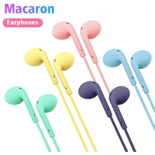 สินค้า U19 หูฟัง Macaron สี 3.5 มม. หูฟังแบบมีสายพร้อมไมโครโฟนสำหรับมือถือ androids