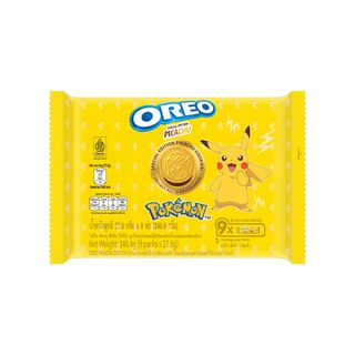 [Pokemon Collection] Oreo Pikachu โอรีโอ พิคาชู คุกกี้แซนวิชสอดไส้ครีม รสช็อกโกแลตและกล้วย ขนาด 248.4 กรัม (27.6gx9)