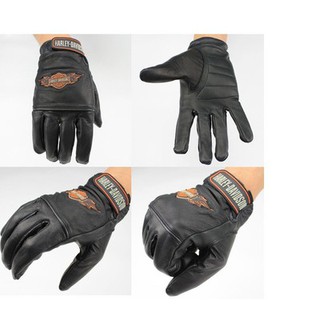 ถุงมือหนัง แบบสั้น สวมนิ้วมือ ลาย Harley Davidson