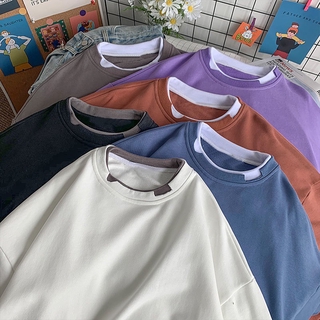 ภาพหน้าปกสินค้า【กทม.จัดส่ง】Cotton T-shirt early autumn เสื้อสเวตเตอร์แขนยาวสกรีนลาย round neck salt thin sweater women fake two long ที่เกี่ยวข้อง