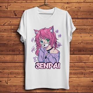 ขายดี!เสื้อยืดลําลอง แขนสั้น พิมพ์ลายอนิเมะตลก kawaii Pastel goth Neko Menhera senpai สีขาว แฟชั่นฤดูร้อน สําหรับผู้ชาย