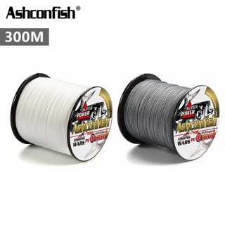 Ashconfish สายเอ็นตกปลา PE แบบถัก 16 เส้น 300 เมตร X16 สีขาว สีเทา