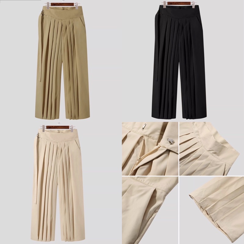 pleated-pants-กางเกงพลีทผู้ชาย-ซัมเมอร์-ผ้าบาง-กางเกงพลีทลำลองชิวๆ-ชิลๆ