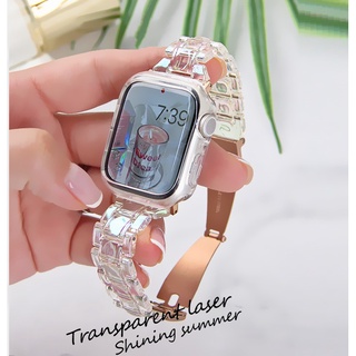 ภาพหน้าปกสินค้าสายนาฬิกาข้อมือ สะท้อนแสง แวววาว พร้อมเคส สําหรับ สาย applewatch Strap Radium Carving Band For i watch Strap Series 7 SE 6 5 4 3 2 1 ขนาด 41 มม. 45 มม. 44 มม. 40 มม. 42 มม. 38 มม. สายนาฬิกา applewatch ที่เกี่ยวข้อง