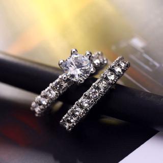 Elegant Zircon Ring Jewelry Silver Color Engagement Wedding Ring Set for Women 2020 Fashion Zircon Crystal Jewelry Gifts