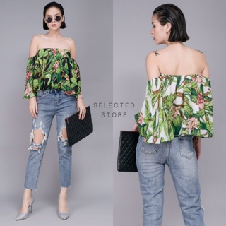 Open Shoulder Tropical Top