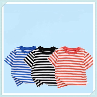 เด็กผู้ชาย Cotton Short Sleeve T-Shirt/Striped Top Loose Summer Korean Style Half Sleeve Shirt