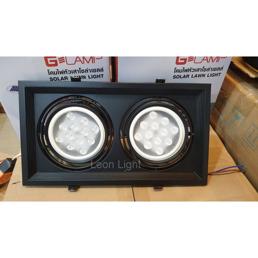 ll-โคมดาวน์ไลท์ฝังฝ้า-led-2x12วัตต์-แสงวอร์มขอบดำ