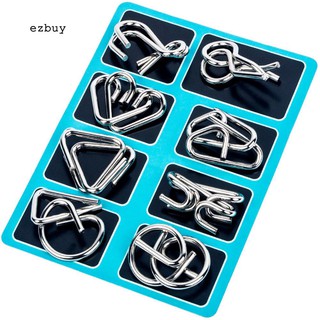 8Pcs/Set Metal Wire IQ Mind Brain Teaser Educational Game Toy for Adult Kids