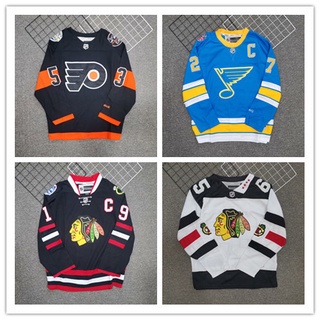 เสื้อกีฬาเบสบอลแขนยาว ปักลาย Nhl Hockey Jersey สไตล์ฮิปฮอป ขนาดใหญ่