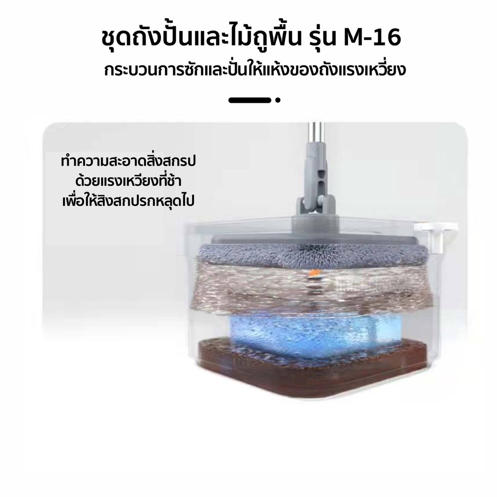 joybos-ชุดไม้ถูพื้น-ถังปั่น-m16-ไม้ม็อบถูพื้นแบบหมุนได้-แบบสี่เหลี่ยม-spin-mop-ถังแยกน้ำสะอาด-สกปรก-ผ้าถูพื้น-2-ชิ้น