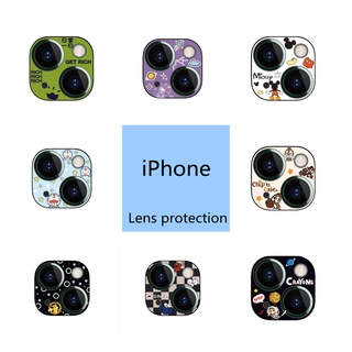 ตัวป้องกันกล้องมิกกี้โดราเอมอนน่ารัก iphone 13 ตัวป้องกันเลนส์ขนาดเล็กครอบเต็มวงกลมกระจกป้องกันหน้าจอฝาครอบกล้อง