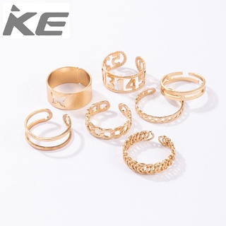 Platform Jewelry Creative Open Hollow Figure 1314 Butterfly Shaped Ring 7-Piece Set for girls