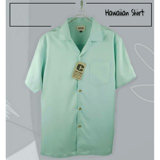 ภาพขนาดย่อของภาพหน้าปกสินค้าHawaii Shirt เสื้อฮาวาย แนวเกาหลี สีเขียวมิ้นท์  มีถึง อก 48" จากร้าน katua_kt บน Shopee