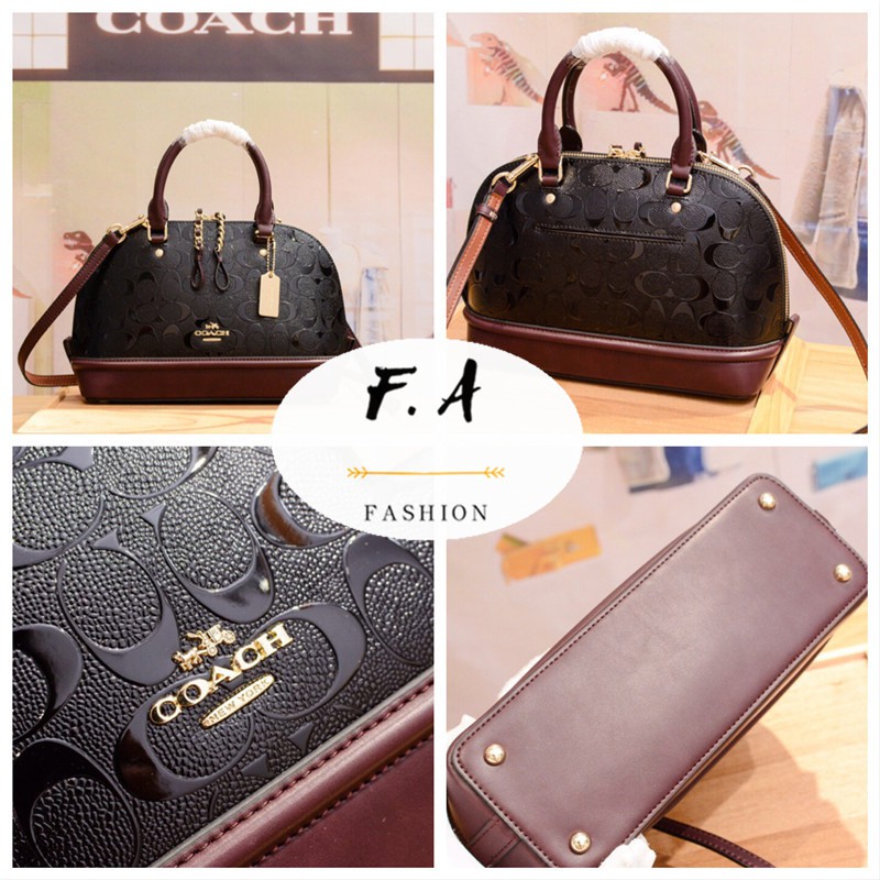 f-a-ของแท้-100-coach-55450-กระเป๋าสะพายข้างผู้หญิง-ladies-small-handbag-patent-embossed-leather-shell-bag-handbag