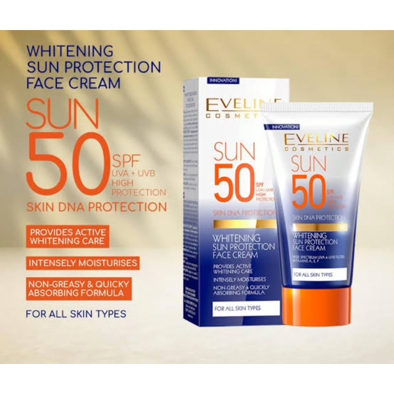 Eveline Sun Whitening Sun Protection Face Cream SPF 50 50ml. Shopee
