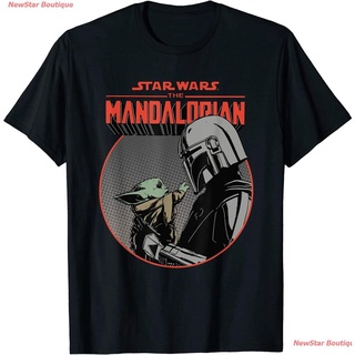 เสื้อยืดผ้าฝ้ายเสื้อยืดแขนสั้น Star Wars The Mandalorian Mando And The Child Retro T-Shirt Mens Womens T-shirtsL XL  X