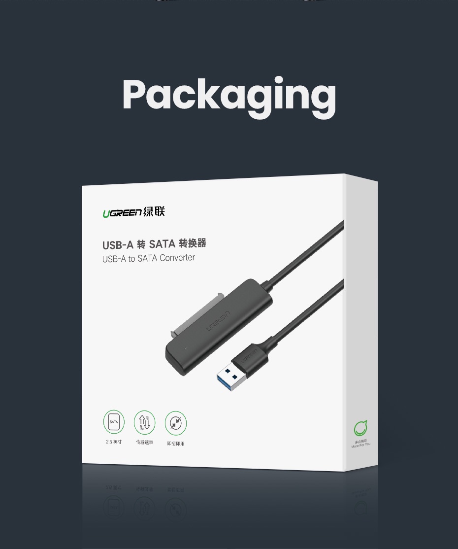 เกี่ยวกับ UGREEN SATA USB อะแดปเตอร์แปลง USB 3.0 USB C เป็น SATA สําหรับ hdd/ssd 2.5 นิ้ว external ฮาร์ดไดรฟ์ 5 gbps