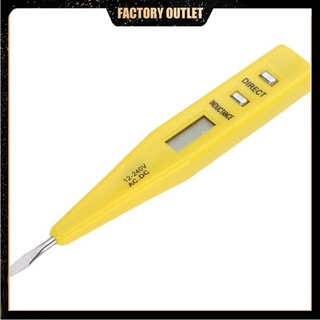 ปากกาทดสอบแรงดันไฟฟ้าดิจิทัล 12-240V หน้าจอ LCD AC DC สีเหลือง