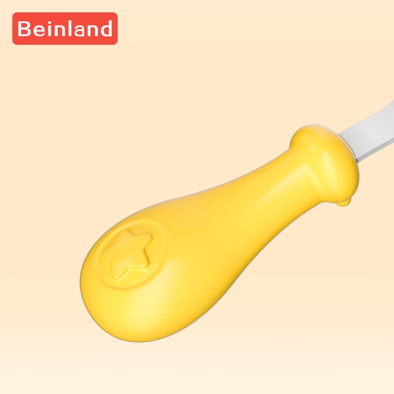 beinland-ชุดช้อนส้อมซิลิโคน-สเตนเลส-ช้อนส้อม-อาหาร-สําหรับเด็กทารกวัยหัดเดิน