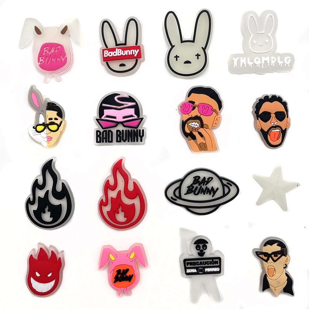 ใหม่ Bad Bunny Luminous Little Fireman Hip Hop Graffiti Series Jibbitz