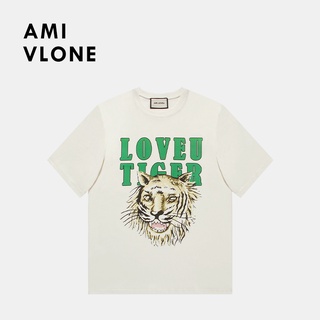 เสื้อยืดแขนสั้น พิมพ์ลาย Amivlone love you series สีขาว สําหรับผู้หญิง