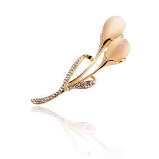 New Korean Hot Sale Fashion Pin Retro Flower Jewelry High-grade Opal Tulip Pin Brooch Accessories Female Wedding Party