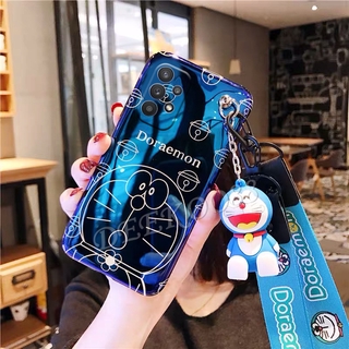 เคสโทรศัพท์ Samsung Galaxy A72 A52 A32 4G 5G Casing with Hand Strap + Neck Strap Rope Lovely Cute Doraemon Doll Bracket Cartoon เคสซิลิโคน ซัมซุงA72 ซัมซุงA52 ซัมซุงA32 TPU Softcase