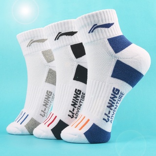 สินค้า ถุงเท้ากีฬา ถุงเท้าLi-Ning Towel Sports Socks Men\'s Tube Thickened Basketball Socks Sweat-absorbent Running Socks Deodorant Badminton Socks Wholesale and Foreign Trade