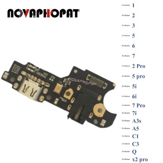 Novaphopat แท่นชาร์จ USB สายเคเบิลอ่อน สําหรับ Realme C3 5 5i 6 6i 5 Pro Q C1 2 A3S A5 2 X2 Pro OPPO A7X F9 1 3 7 7Pro 7i C11 C12 C15 บอร์ดไมโครโฟน