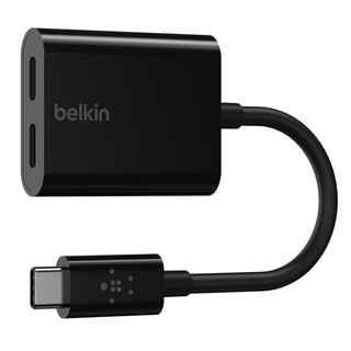 Belkin F7U081 อะแดปเตอร์ USB C ชาร์จและฟังเพลงได้พร้อมกันสำหรับ Galaxy Note 10+, Google Pixel 4, ไอแพดPro