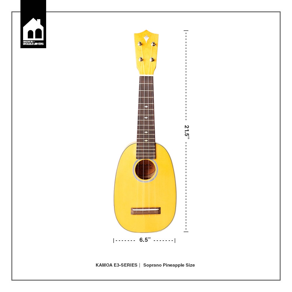 kamoa-ukulele-e3-pineapple-อูคูเลเล่ไม้แท้ทั้งตัว-ยี่ห้อคามัว-ไซซ์โซพราโน่-ทรงสับปะรด